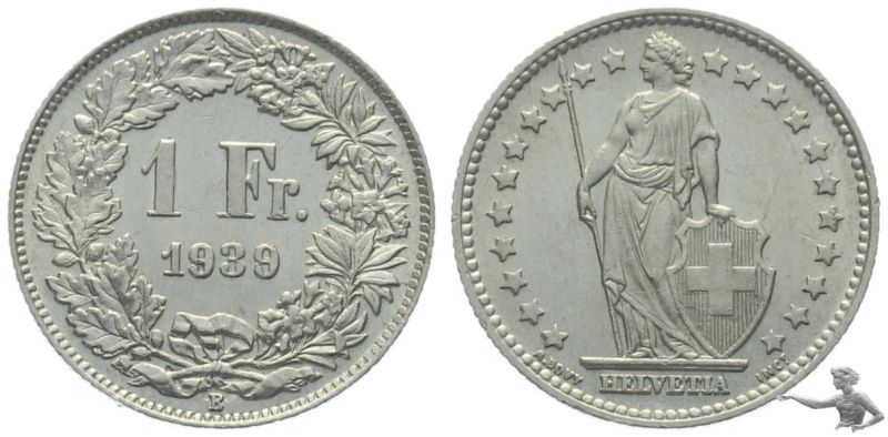 1 Franken 1939 B | superschöner Zustand